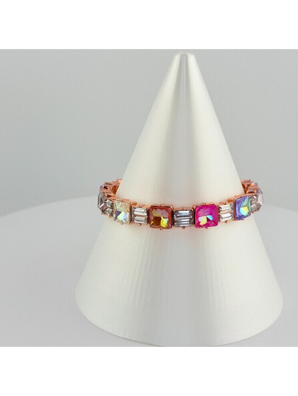 Bomb Party Single Stack Stretchy Beaded Bracelet - on Rose Gold #59